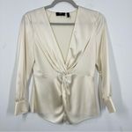 Theory Cream Satin Twist Front Romantic Blouse Size 0 Date Night Anniversary Photo 1