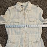 J.Crew  Utility Jacket Size M Ivory Linen Silk Long Sleeve Button Up Cargo‎ Y2K Photo 6