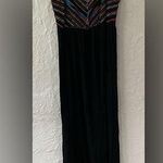 Shoreline Black maxi dress / coverup, embroidered top, elastic back, adjustable straps; M Photo 0