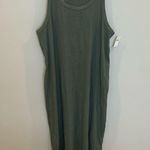 Aerie Women’s  Ribbed Racer Back Tank Midi Dress, Olive, Large Photo 0