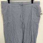 kim rogers Blue & White Striped Cotton Wide Leg Pants Size Large Newz Photo 2