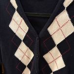 Brandy Melville John Galt Argyle Cardigan Button Navy White Red academia Preppy Photo 4