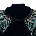Mexican Handmade Glass Seed Beaded Fringe Collar Bib Necklace Green Photo 8