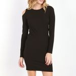 LNA  black ribbed cutout shoulder long sleeve dress Photo 1