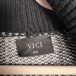 VICI  Women’s Black White Long Sleeves Cable Knit‎ Open Front Coat Medium Large Photo 7