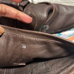 Pollini Brown Leather Motorcycle Boots Square Toe Buckle Side Zip EU38 US 7.5 Photo 10