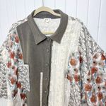 POL  Floral Patchwork Lace Button-Up Shirt - Oversized - Flower Buttons Size L Photo 5