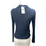 Mango NEW MNG  Women's Navy Blue 1/4 Zip Collar Long Sleeve Polo Sweater Top M Photo 1