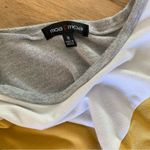 Moa Moa  Grey, White, & Yellow V Striped Cropped Tee M Photo 4