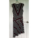 BCBGMAXAZRIA  Womens M Faux Wrap Fit & Flare Dress Sleeveless Azymetrical Striped Photo 1