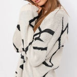 These Three Boutique  black & white abstract sweater Photo 0