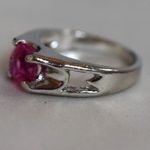 Source Unknown Ultra Glam Rosy Pink Beveled Glass Round Stone Silver Tone Metal Size !0 Ring Photo 2