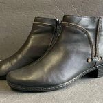 Rieker Black Leather Zip Detail Booties 38 US 7 Photo 0