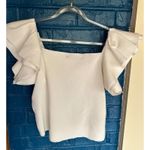 Strut & Bolt White Square Neck Top Ruffle Sleeve Knit Blouse Modern Sleeveless Photo 3