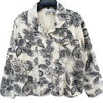 Chico's Shirt Jacket Women L Cream Black Floral Cotton Boho Chic Indie Casual Photo 0