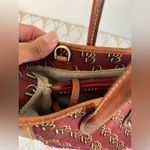 Dooney & Bourke Burgundy and Brown Signature DB Canvas Handbag Photo 8
