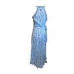 Poupette St. Barth Ruffle Wrap Maxi Dress Blue Beach Cover-Up Vacation Size Small Photo 3