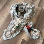 Club 7 Echo Women's 100% Silk Square Neck Scarf Stripe & Red Roses Print Photo 0