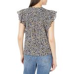 Joie  SMALL Isa Reut Ruffled Embroidery Dot Smocked Floral Blouse - Caviar Multi Photo 5