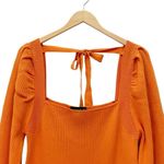 House of Harlow 1960 Midi Sweater Dress Size XL Orange Puffed Sleeve Rib Knit Photo 3