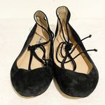 Karl Lagerfeld  Paris Size 9.5 Black Larose Suede Leather Ankle Lace-Up‎ Flats Photo 1