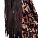 Symphony ‎ Animal Print Fringe Bodycon Mini Dress Women's Small Brown Black Retro Photo 2