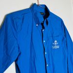 Ralph Lauren Blue Button Up White Nautical Embroidered Long Sleeve Shirt Size 10 Photo 5