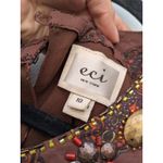 ECI  New York Women's Blouse Top Geometric Beaded Brown Stones Size 10 Photo 10