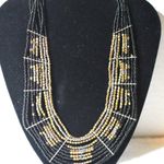 In Vogue Boho Black/Gold/Silver Beaded Layered 15"Chunky Choker Necklace Black Photo 0