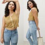 Everlane The Eyelet Scoop Neck Tank Top in Golden Hour Yellow Size 8 Preppy Photo 1