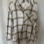 H&M Oversized Beige Plaid Flannel Photo 1