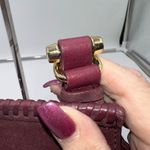 Vince Camuto  Deep Eggplant Purple Suede & Leather Saddle Bag, Fringe Tassel Photo 6