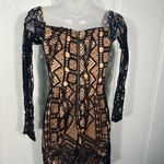 Bardot  Zendaya Mini Lace Long Sleeve Low V Neck Dress In Black Size 2 NWT Photo 7