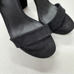ASOS Black Suede Leather Strappy Chunky Heels Womens 8 Peep Toe Classic Preppy Photo 3