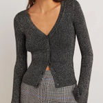 Boden ribbed‎ metallic cardigan sweater womens size XS Silver Photo 0