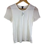 J.Crew NWT  White Swiss Dot Sheer Sleeve Silk Blend Cotton T-Shirt Top Size XS Photo 0