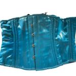 Women's Light Blue Shimmer Ribbed Corset Top Size 30" Photo 0