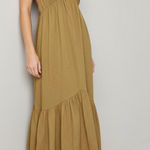 MARYSIA Backless Seashell Embellished Seersucker Halterneck Dress,Caramel, Large Brown Photo 0