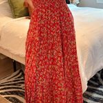 Cute Floral Maxi Strapless Dress Red Size XS Photo 0