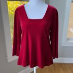 Vintage 90s Kathy Ireland Red Velvet Square Neck Holiday Top Size Medium Photo 9