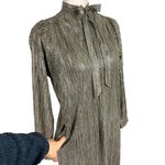 Sabina Musayev Agatha Metallic Gold Long Sleeve Mini Dress Neck Tie Size XXS Photo 4