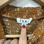 THML Mustard Smocked Floral Blouse Ruffle Sleeve Boho Chic Top Size Medium Photo 6