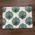 Pottery Barn  Pouch Bag‎ White Green Floral Print Photo 0