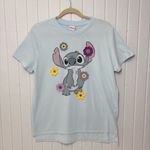 Disney  Stitch Crochet Flower Detail Womens Blue‎ T-shirt Size M Photo 6