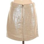 J.Crew COLLECTION Solid Gold Tan Metallic Shiny Mini Skirt Party Cocktail 2 GUC Photo 2