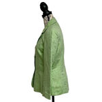 Chadwick's Chadwick’s Women’s Green Linen Blend Herringbone Blazer Jacket | Size 4P | Photo 3