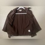 St. John Sport Brown Leather Jacket Coat Gold Grommet Y2K 90’s Style Petite Small) Photo 4