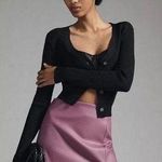 Anthropologie [] Maeve Purple Faux Leather Side-Slit Micro Mini Skirt NWT Size 12 Photo 0