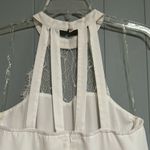 Impressions  White Layered Mini Dress with Lace and Straps Halter Neckline Size M Photo 3