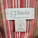 CJ Banks Vintage Jacket Coral Tan Ivory Striped Lightweight Button Front Blazer Size 1X Photo 4